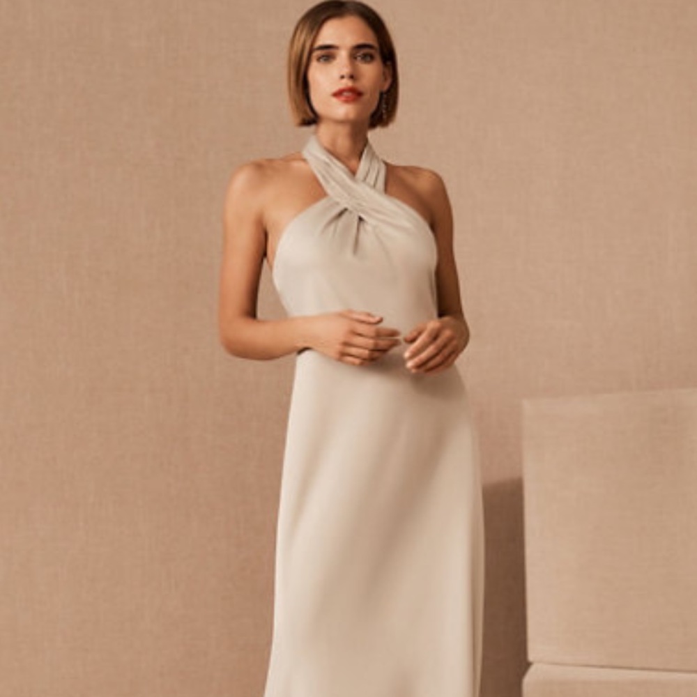 BHLDN Ruby Satin Charmeuse Dress in Champagne Size 12